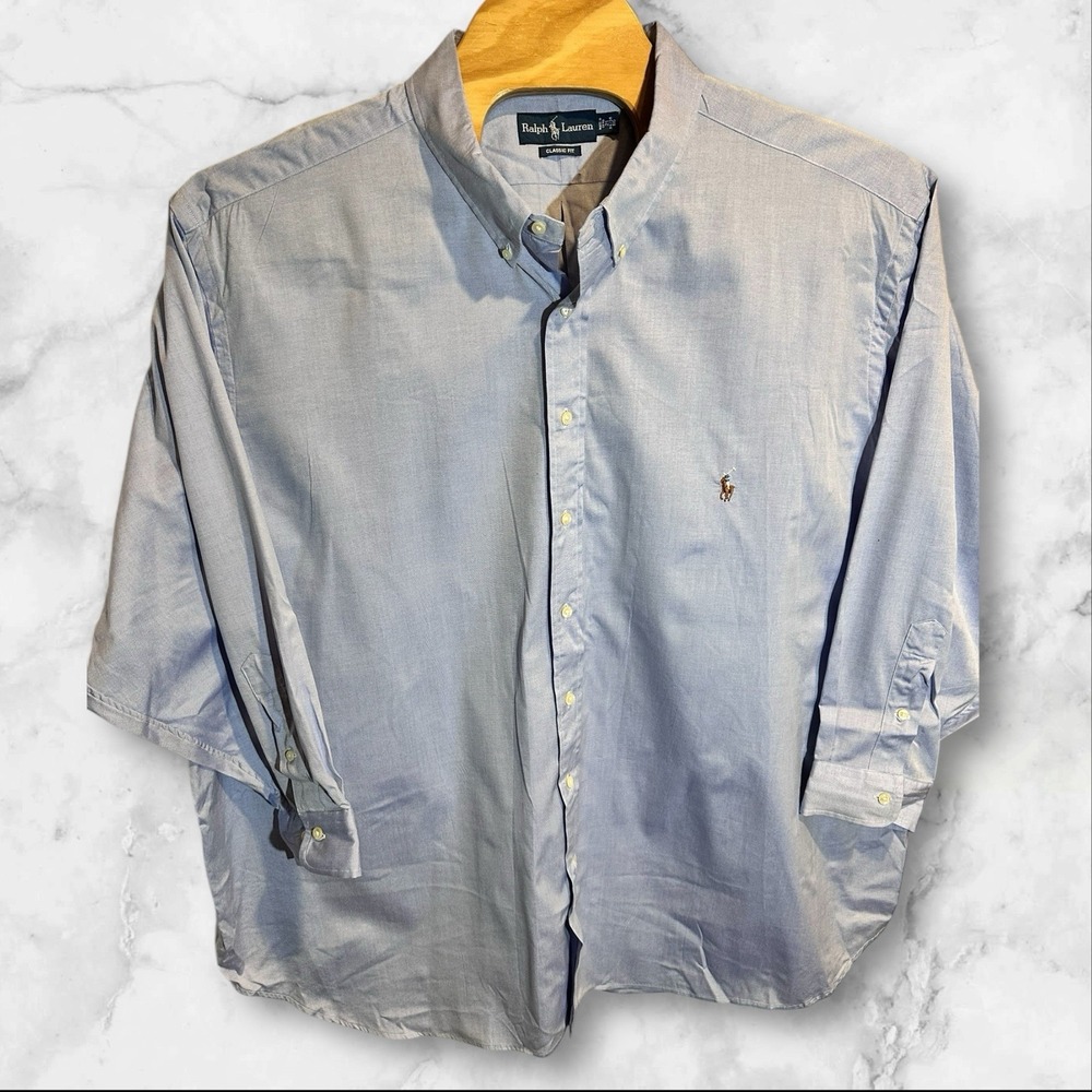 Ralph Lauren Classic Fit Vtg Men's Button Down Dress Shirt‎ Size 21-34/35 Big